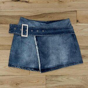 I AM GIA Ezra crossover skirt ❣️ navy denim distressed mini skirt with belt